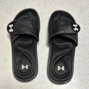 Under Armour Black and White Slide Sandals